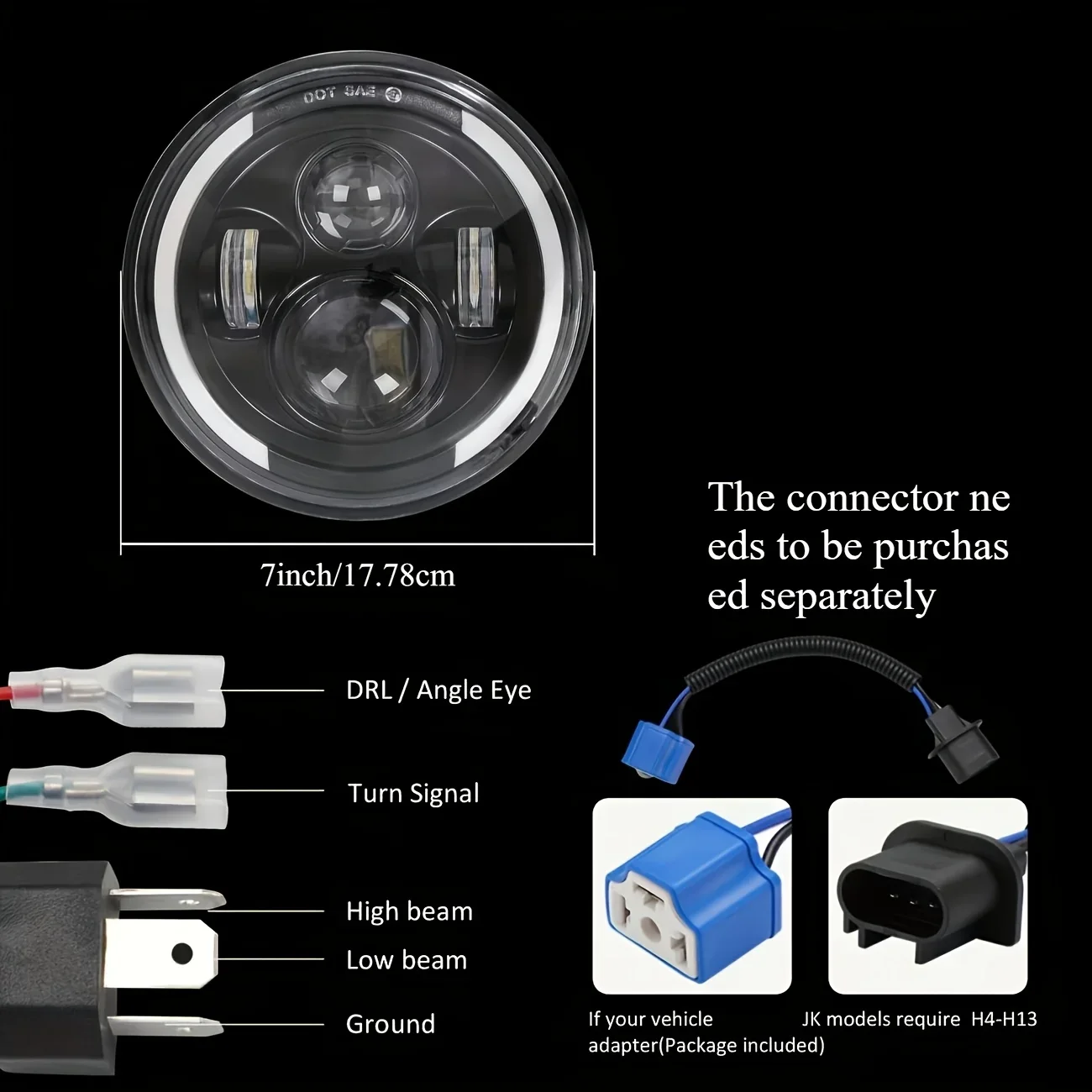 TCYATO 50W 7 inç (17,78 cm) LE - Universal Motorcycle Led Headlight Projector incelemesi ve fiyatı